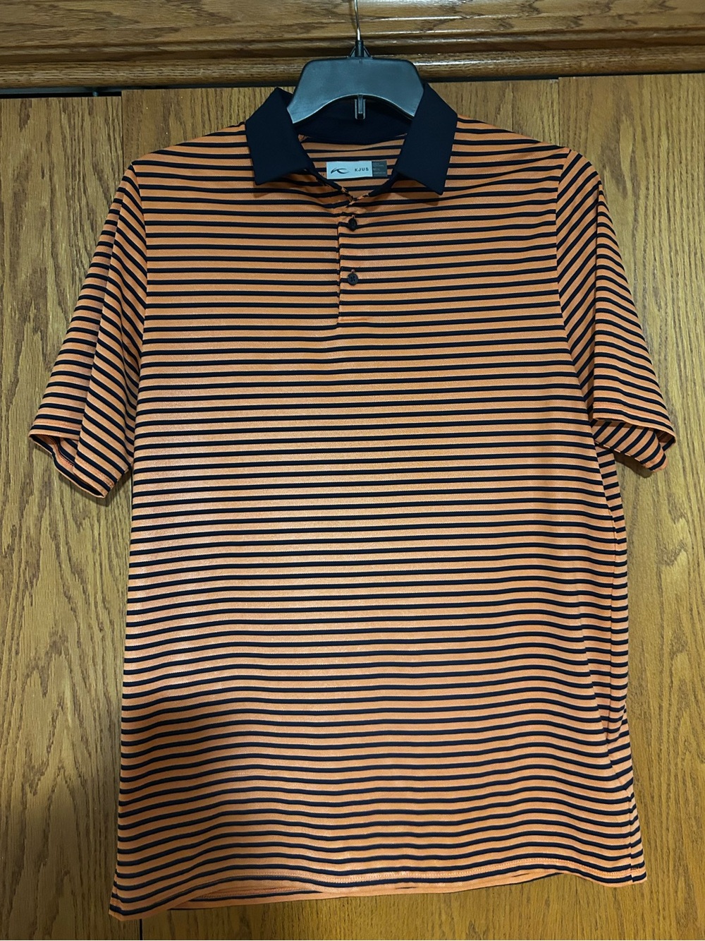 Kjus‎ Men's Luis Stripe Polo - Large - Orange & Navy